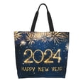 thumbnail image 1 of Balery Happy New Year 2024 (3) Bolsa Tote Estilo Estético con Cremalleras, Bolsa de Hombro, Bolsa de Compras Grande y Plegable, 1 of 8