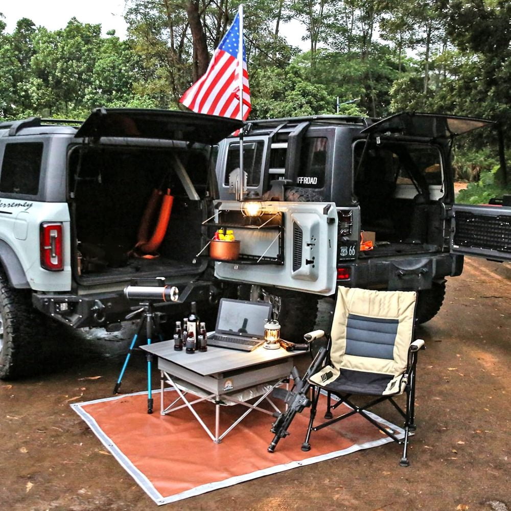 Tailgate Table Rear Foldable Cargo Shelf Aluminum Alloy Storage Shelf Molle Panel Compatible for Ford Bronco 2021-2024