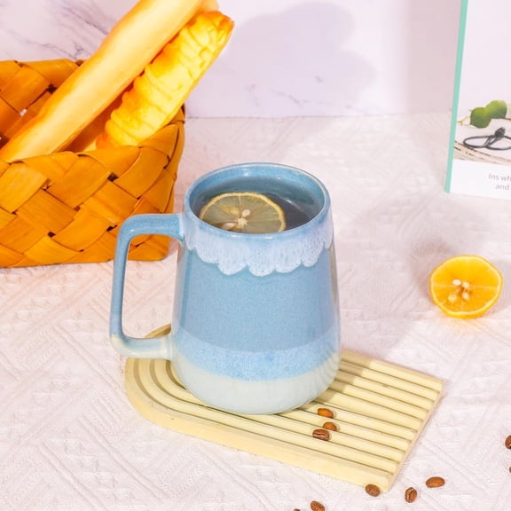 24oz Large Ceramic Coffee Mug with Big Handle, Large Coffee Mug Tea cup (Light Blue)