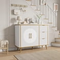 thumbnail image 4 of Vecenuy 47.3" Modern Buffet Cabinet with 2 Doors & 3 Drawers, Fluted Coffee Bar with Storage for Dining Room, Living Room, Entryway, White, 4 of 10