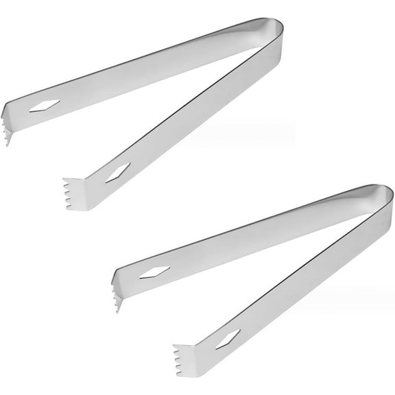 LQQBOX 2 Pcs Small Stainless Steel 6.5 Inch Tongs for Cooking Food Salad Bartending Silver