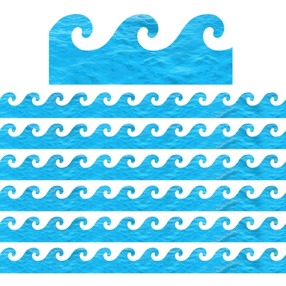 Hygloss Ocean Waves Border Bulletin Board Decorations, Blue, 6 Pack