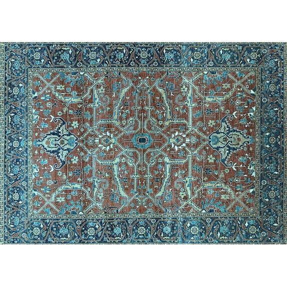 Ahgly Company Indoor Rectangle Oriental Light Blue Industrial Area Rugs, 2' x 3'