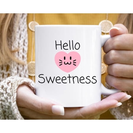MYYUK Cute Coffee Mug Heart Mug Hello Sweetnes Mug Coffee Mug Aesthetic Mug Best Friend Mug Coffee Lover