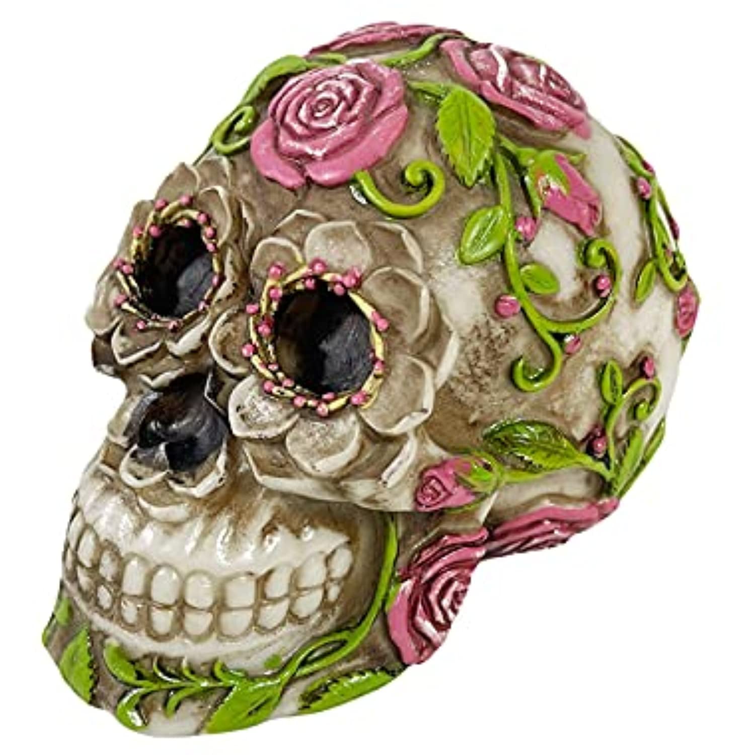 Urbalabs Day of The Dead DOD Gothic Pink Rose Flower Sugar Skull Decor Statue