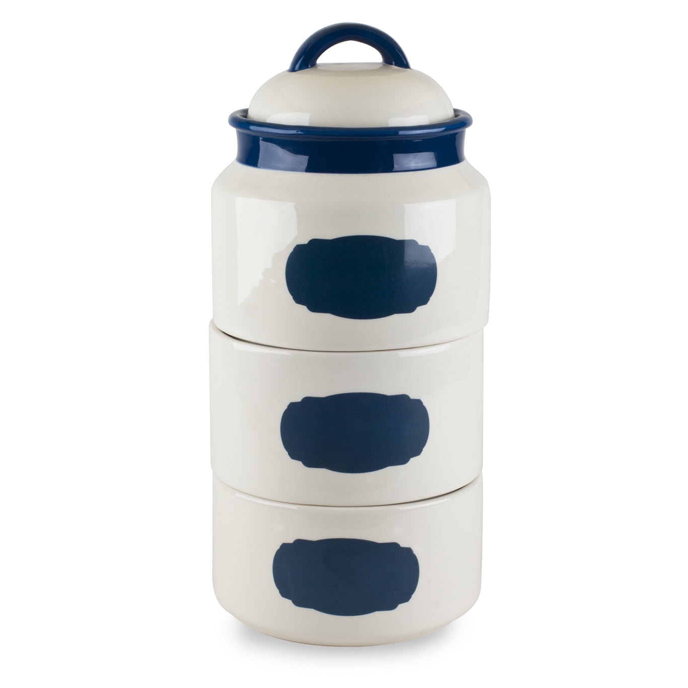 Mr. Food Test Kitchen Blue Stackable Canister Set W/Chalkboard