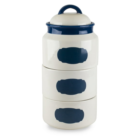 Mr. Food Test Kitchen Blue Stackable Canister Set W/Chalkboard
