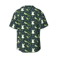 thumbnail image 6 of Lsque Green Frogs print Men's Cuban Collar Short Sleeve Shirt Summer Beachwear Casual Button Down Fashionable Vacation Leisure Shirt-3X-Large, 6 of 7