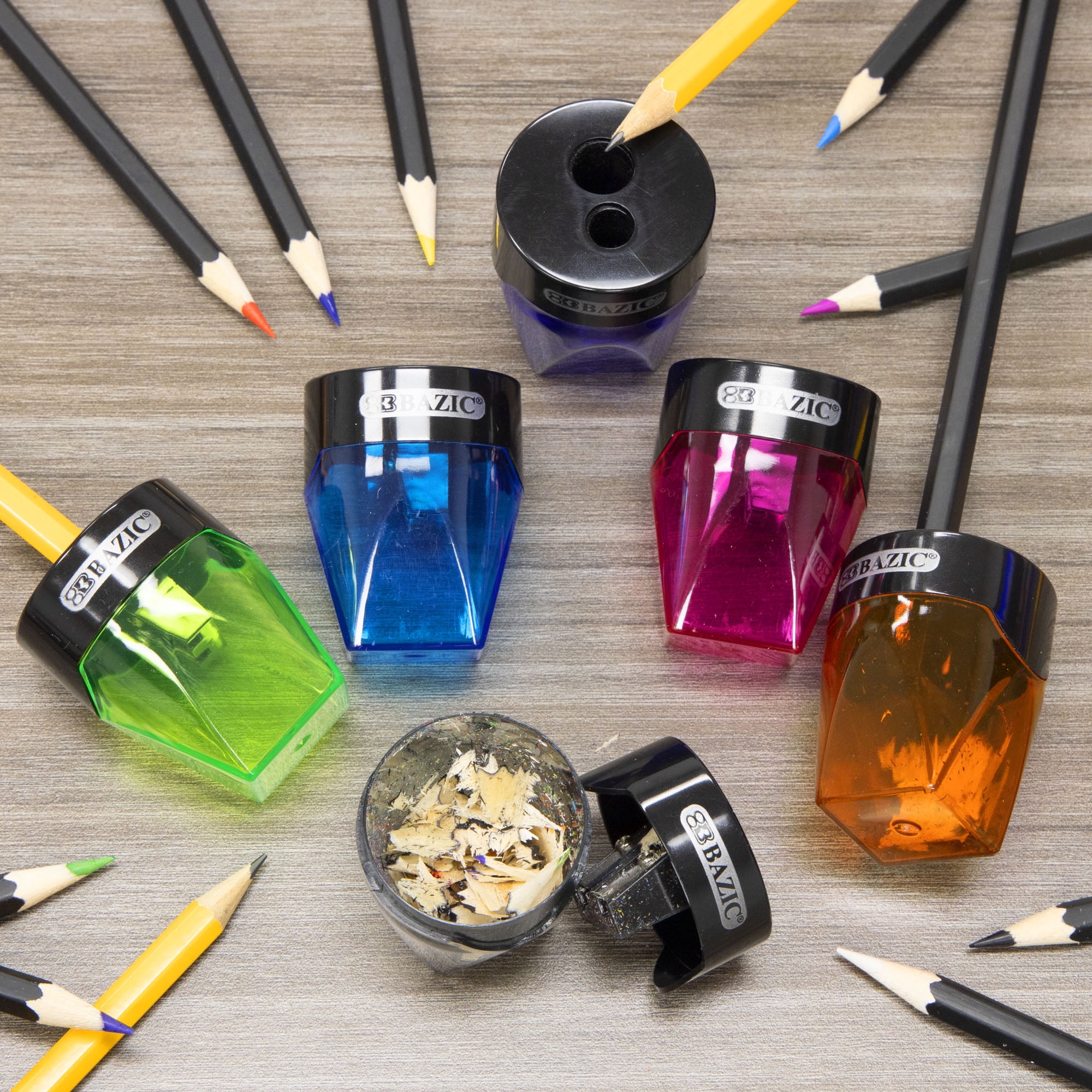 BAZIC Pencil Sharpener Dual Blades w/ Diamond Receptacle, 24-Pack