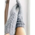 thumbnail image 3 of Luxtrada Women Winter Warm Knit Cable Long Socks Stockings Casual Wool Thigh High Over Knee High Socks Girls Female Leg Warmers 1 Pairs, 3 of 5