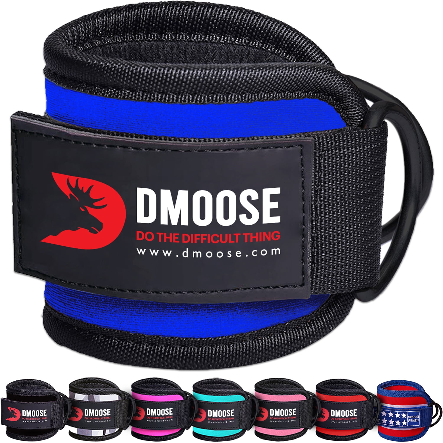 DMoose Fitness Ankle Straps for Cable Machines, Tones Glutes and Hamstrings with Steel DRing