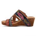 thumbnail image 2 of L'Artiste by Spring Step Women's Swan Slide Sandals Hand Painted Leather, Adjustable Straps, Floral Design, Wedge Heel, Hook & Loop, Open Toe, 2 of 7