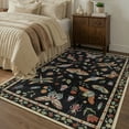 thumbnail image 3 of Moynesa Insect 5'x7' Area Rugs Washable Rug for Living Room Soft Natural Bedroom Rug Vintage Cottage Accent Carpet for Dining Room Playroom Office Stain Resistant Non Slip, Black, 3 of 12