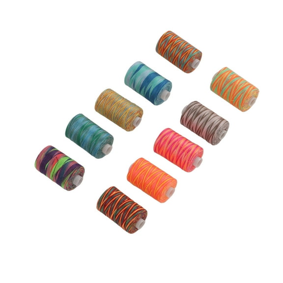10pcs embroidery machine thread wears polyester thread variegated and multi-color polyester thread 402 sewing thread, embroidery thread 6x3.3cm and wear-, low shrinkage