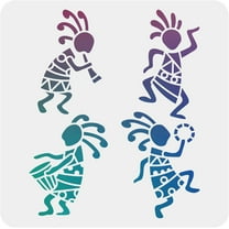 African Tribal Stencil 12"x12" Reusable Tribal Wall Painting Stencil Template White Kokopelli Stencil Painting on Wood Canvas Paper (White)