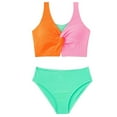 thumbnail image 2 of Two Piece Swimsuits Teen Bikini Color Block Girls' Swimwear Ribbed Swimsuits Size 8-16, 2 of 6