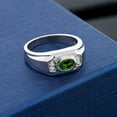thumbnail image 3 of Gem Stone King Men's 925 Sterling Silver Green Chrome Diopside and White Topaz Ring (1.36 Cttw, Gemstone Birthstone, Oval 8X6MM,, Size 9), 3 of 3