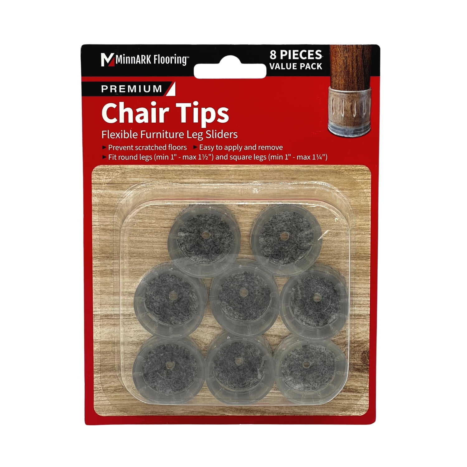 Premium Furniture Tips, 8 Pcs, Rubber, by MinnARK