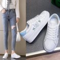 thumbnail image 2 of 2022 primavera otoño verano señoras zapatillas moda transpirable zapatos vulcanizados cuero suela gruesa cordones Casual blanco bordado 37 Gao Jinjia LED, 2 of 2