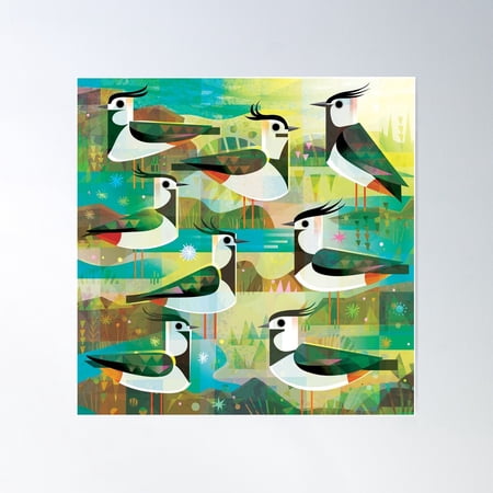 Lapwings Poster Wall Art, Modern Wall Decor For Living Room Bedroom, 24x24 UNFRAMED