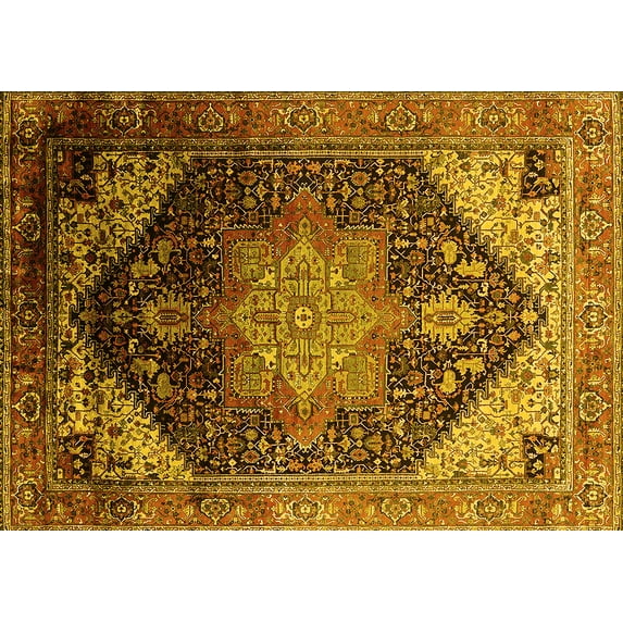 Ahgly Company Indoor Rectangle Oriental Yellow Industrial Area Rugs, 2' x 3'