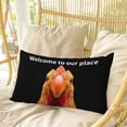 thumbnail image 4 of Funny Chicken Pillow Covers, Linen Long Throw Pillow Case, Welcome To OUR Place Modern Retro Holiday Pillow Protector Decorative Cushion Cover for Living Room/Bedroom 24" x 36", 4 of 8