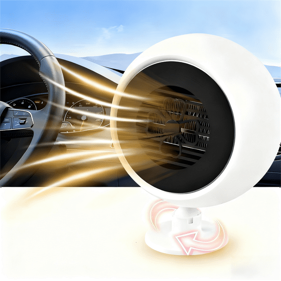 Car Heater, 12V 180W Car Heater, 360° Rotation Portable Car Heater and Defroster, 2-in-1 Fast Heating Car Heater for Vehicle with Heating/Ambient Wind Fan, Plug into Cigarette Lighter Fan for Car