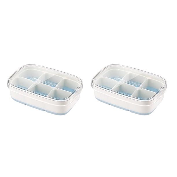 Inteprter Molde de bandeja de cubitos de hielo de silicona para el hogar, molde de congelador de nevera de tamaño pequeño, molde de Azul 2piezas