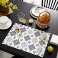 thumbnail image 4 of Pawprints Argyle Summer Placemats Table Placemats Set Of 4-Linen Kitchen Washable Placemats Table Mats 12x18 Inch Non-Slip Heat Resistant, 4 of 5