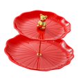 thumbnail image 1 of Soporte para cupcakes y postres, soporte para pasteles, centro de mesa, elegante soporte para cupcakes de 2 niveles Oso rojo con oro, 1 of 8