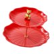 thumbnail image 1 of Soporte para postres y cupcakes de 2 niveles, multifuncional, para aperitivos y frutas, ideal para servir repostería. Oso rojo con oro, 1 of 8