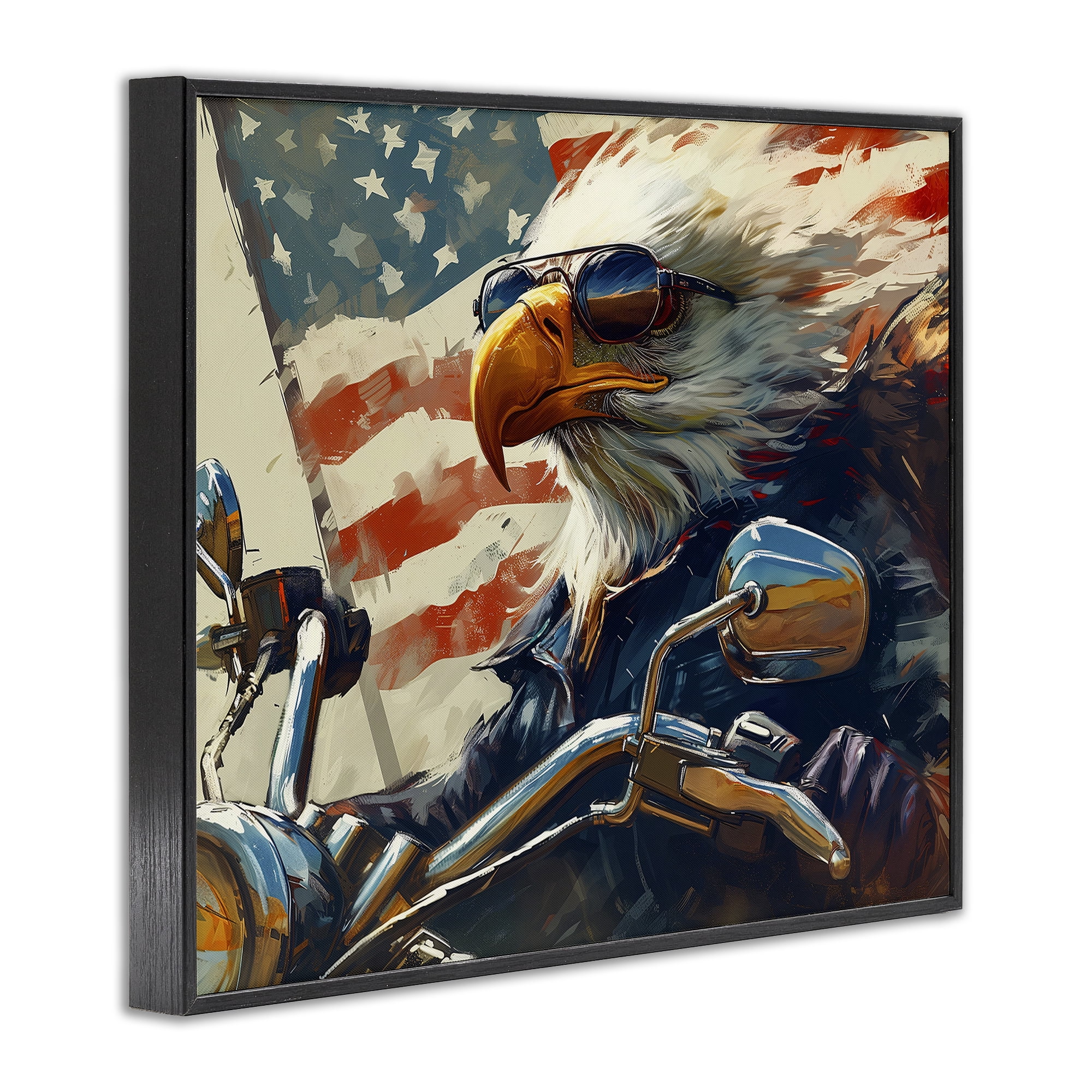 Stupell Industries Patriotic Bald Eagle Animals & Insects Painting Black Framed Art Print Wall Art, 14 x 11