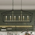thumbnail image 2 of ACROMA  6-Light Black/ Gold  Kitchen Island Rectangle Linear Chandelier Aged Zinc & Satin Brass, 2 of 5