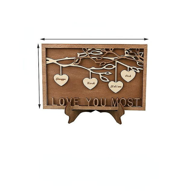 Family Tree Wall Decor,wooden Personalized Name Family Tree Gift For Mom Heart Shape Wooden Decoration Sign