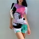 thumbnail image 1 of 2022 Disney Minnie Mickey Mouse cartoon print Dress Summer Little Sexy Round Neck short sleeve Dress High Waist Tight PartydressXL Gao Jinjia LED, 1 of 2