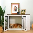 thumbnail image 3 of Furniture Style Dog Cage with Double Door, Wooden Dog Cage with Drawers and Lockers, 3 of 9