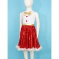 thumbnail image 5 of YiZYiF Girls Christmas Candy Cane Dance Outfit Sequins Tutu Dress with Stripes Short Coat 2Pce Set Red 10, 5 of 7