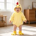 thumbnail image 6 of Baby Animal Outfit Long Sleeve Zipper Hooded Romper Toddler Chicken for Girls Winter Clothes Size 0-24 Months, 6 of 7