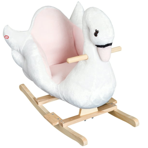 Qaba Plush Kids Ride On Rocking Horse Swan Style Toy, White and Pink - Walmart.com - Walmart.com