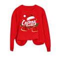 thumbnail image 5 of Women's Jingle Bell Print Christmas Sweatshirt Round Neck Hoodless Loose Fit Casual Holiday Wear, 5 of 6