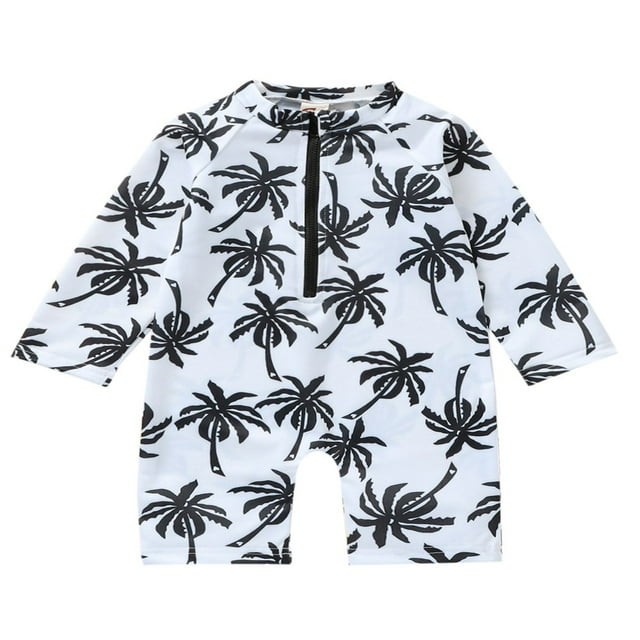 Toddler Kid Baby Boys Rash Guard Long Sleeve Zipper Beach Swimsuit One Piece Bathing Suit