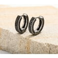 thumbnail image 4 of Leander Iced Out Hoop Earrings Cubic Zirconia Huggie Cartilage Cuff Hypoallergenic 14K Gold Plated Luxury Fashion Round Circle Earrings For Men Women, 4 of 5