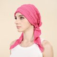 thumbnail image 6 of Lumtrix Pre-Tied Headwear For Women Elegant Lace Turban Headwrap Soft Stretchy Caps Breathable Cancer Headscarf Hot Pink One Size, 6 of 8
