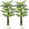 thumbnail image 1 of Yeshouse Palmera artificial de caña dorada, plantas artificiales grandes para sala de estar, patio, decoración interior y exterior del hogar con base blanca, 1 of 6