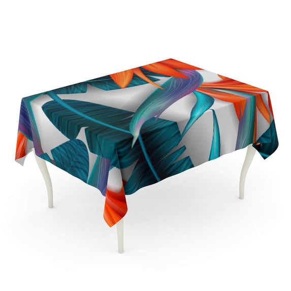 LADDKE Strelitzia Pattern Tropical Flower Blossom Cluster Beautiful and Palm Tablecloth Table Desk Cover Home Party Decor 52x70 inch