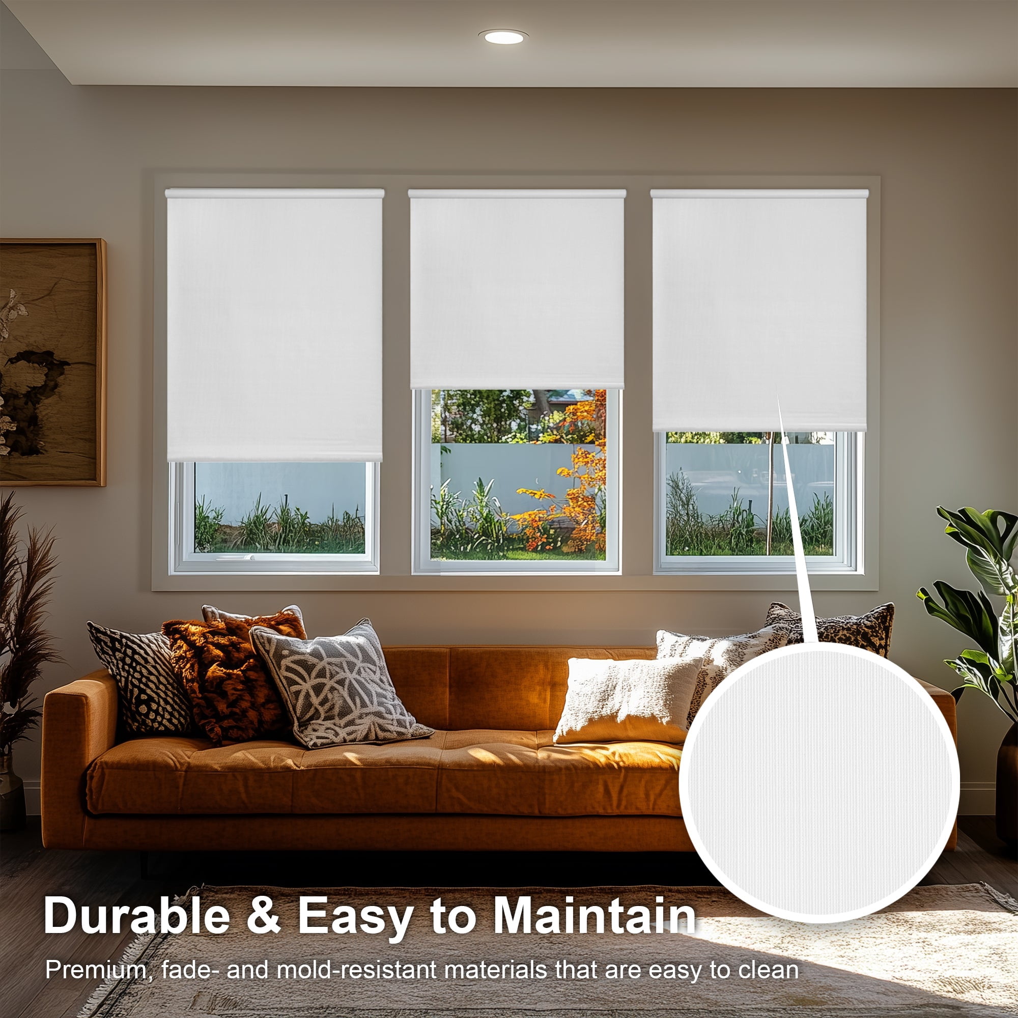 Chicology Textured Blackout Roller Shades | Cordless Light Filtering Window Blinds |45.25"W X 64"H| Decorative Privacy Shades for Home, Bedroom, Living Room, Kitchen | Easy Install | White