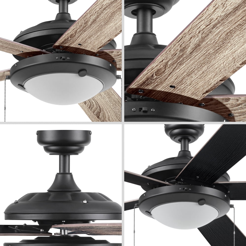 Mainstays 52" Matte Black Indoor Ceiling Fan with Light, 5 Blades, Pull Chain Control & Reverse Airflow