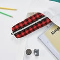 thumbnail image 6 of Haiem Buffalo Plaid Red Black Print Leather Pencil Case Art Supplies Case Zipper Pencil Pouch Stationery Storage Pencil Bag, 6 of 7