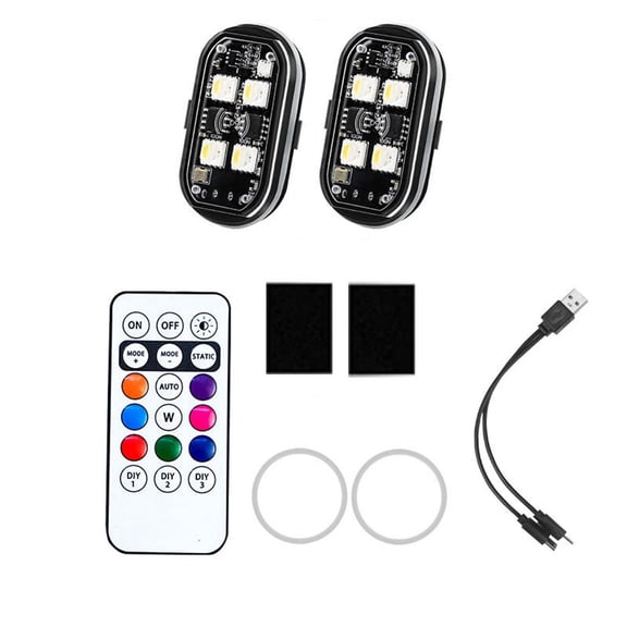 Wireless LED Lights for Car with Remote Control, High Brightness Wireless LED Strobe Light 8 Colors USB Charge Waterproof Anti-Collision for Car Motorcycle Aircraft Bike