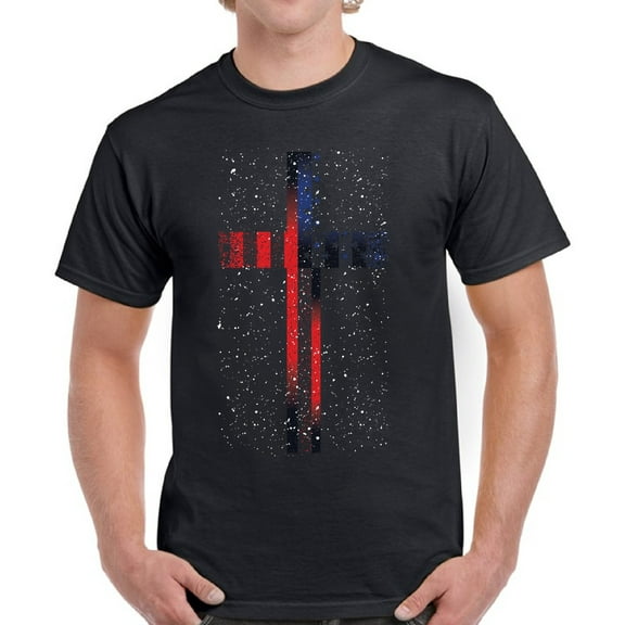 Cross Christian Shirt - USA Flag Patriotic Graphic Tees for Men